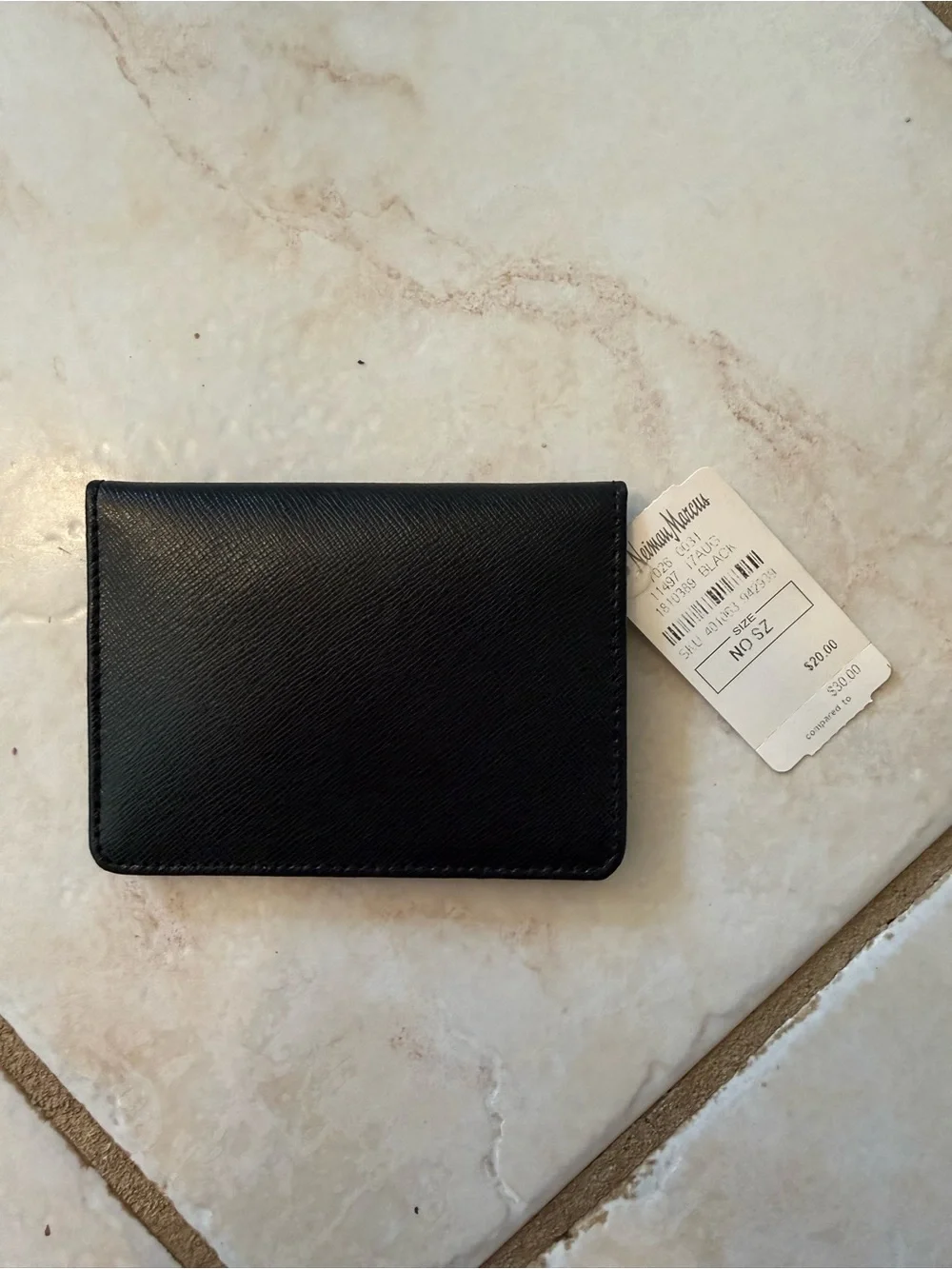 Neiman Marcus Black Leather Card & Key Holder